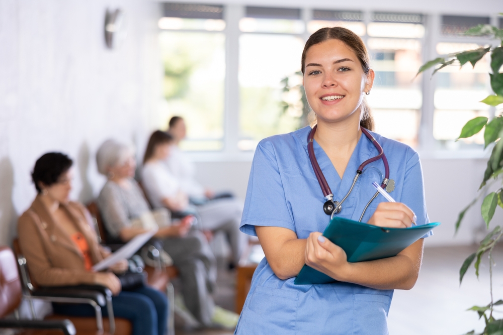 Dentist folding her arms